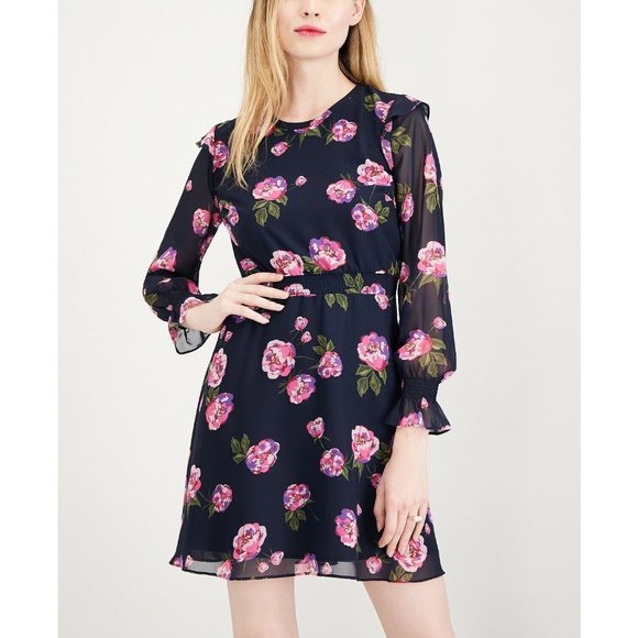 Maison Jules Dresses & Skirts - Maison Jules Women's Dress S Floral Print Fit & Flare Dress Navy Blue S